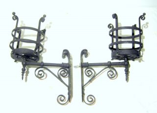 Pr.  Gas Wall Sconces Arts & Crafts Hand Wrought Iron For Restoration In or Out 2