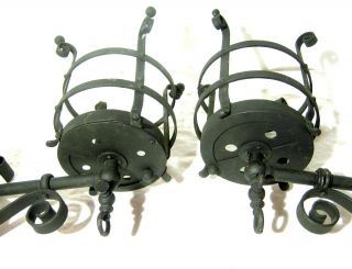 Pr.  Gas Wall Sconces Arts & Crafts Hand Wrought Iron For Restoration In or Out 4