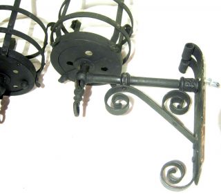 Pr.  Gas Wall Sconces Arts & Crafts Hand Wrought Iron For Restoration In or Out 5
