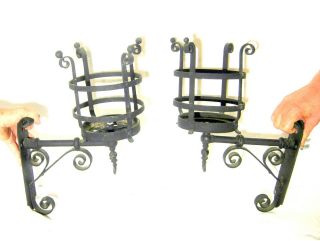 Pr.  Gas Wall Sconces Arts & Crafts Hand Wrought Iron For Restoration In or Out 7