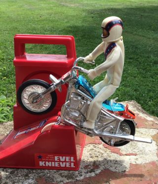 Evel Knievel 1970s Vintage Stunt Cycle & Action Figure Evil Ideal Toys Set Rare
