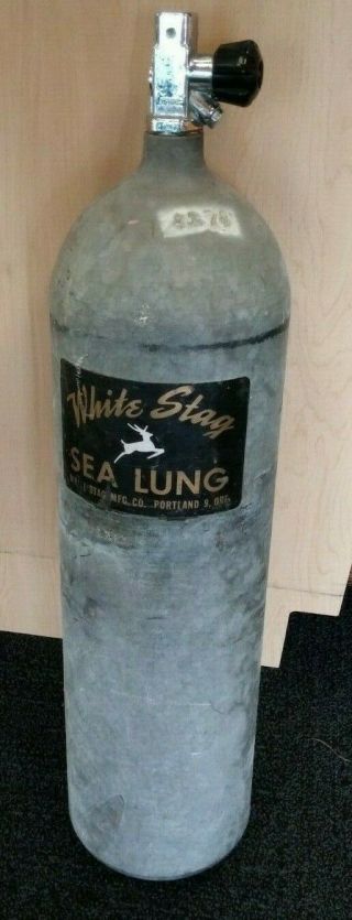 Rare Vintage Retro White Stag Sea Lung Aqua Lung Scuba Tank - Fast -