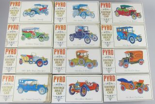 Complete Set Of 12 Pyro American Vintage Brass Model Car Replicas 1:32 Scale