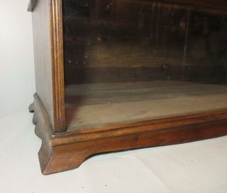large antique handmade rectangular wood glass brass train counter display case 5