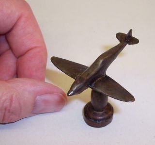 RARE Vintage BRONZE Brass SPITFIRE Aeroplane PIPE TAMPER Trench Art WW2 Airplane 2