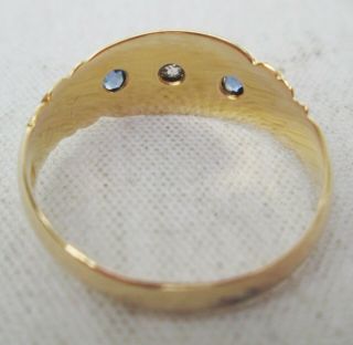 Antique Edwardian 18ct Gold Old Cut Diamond Cornflower Gypsy Sapphire Ring 1864 3