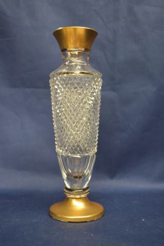Vintage French Cut Crystal And Gilt Vase