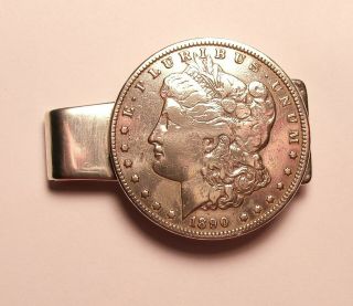 Vintage 1890 Cc Morgan Silver Dollar Sterling Silver Money Clip 41 Grams