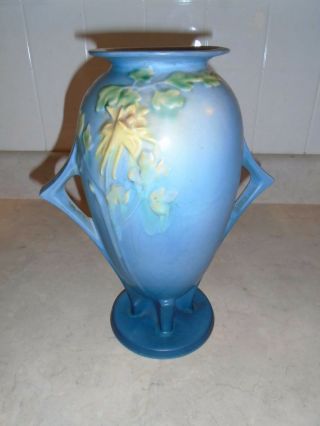 Vintage Large Blue Roseville Vase 25 - 12