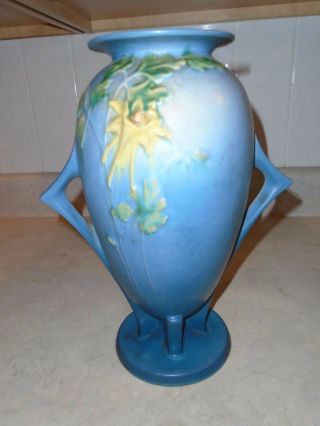 Vintage Large Blue Roseville Vase 25 - 12 3