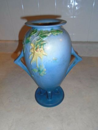 Vintage Large Blue Roseville Vase 25 - 12 5