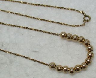 Vintage Solid 14k Yellow Gold Sliding Ball 18 - 3/4 " Necklace - 2.  8 Grams,  L@@k