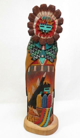 Vintage Hopi 9 " Carved Wood Kachina Doll Sculpture Figurine,  Signed Elwin Namoki