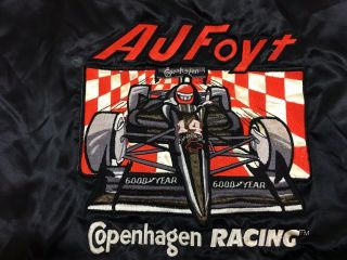 Vintage AJ Foyt Indy 500 Copenhagen Racing Satin Jacket Size XL 6