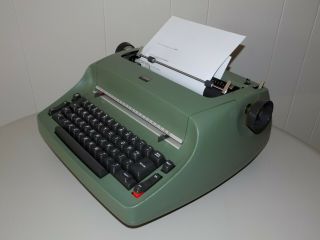 Vintage IBM Selectric I Model 71 Sage Green correcting typewriter with cover 2