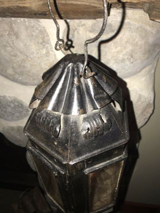 Mid 19th C Tin And Glass Candle Lantern Antique 3