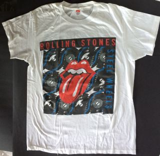 Vintage Rolling Stones 1989 Steel Wheels Tour Xl White T - Shirt Hot Lips Logo