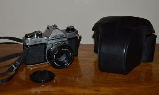 Vintage Pentax K1000 Se 35mm Film Camera W/ricoh Rikenon 1:2 50mm Lens,  Case