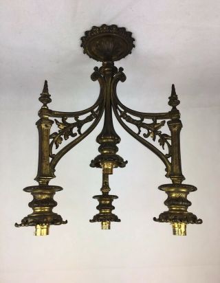 Antique Gothic Revival Brass Ceiling Light Fitting (4 Branch) Ecclesiastic)