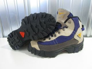 Vtg 1996 Nike Air Acg Tan Blue Suede Outdoors Hiking Boots Shoes Men 