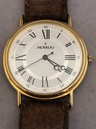 Movado Gold Plated 87 - 59 - 885 Vintage Mens Wristwatch