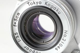 [RARE EXC,  5]Tokyo Kogaku Japan Topcor 5cm 50mm f3.  5 Leica L39 Mount MF Lens 100 2