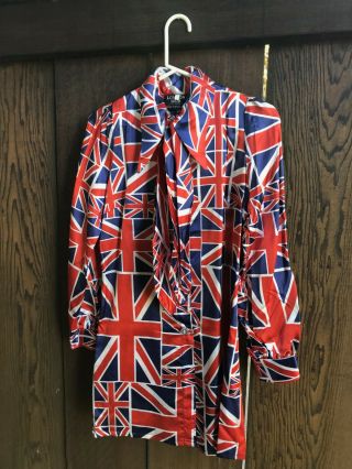 Vtg 60s London Mob Union Jack Dress Carnaby Street Mod Twiggy Biba Mary Quant