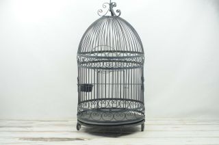 Antique/vintage Wrought Iron Bird Cage Vintage Birdcage Hanging Or Table Top