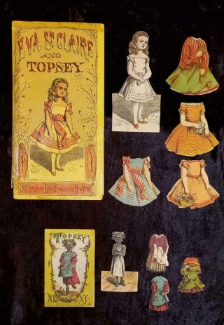 Antique 1875 Topsey Eva St.  Claire Paper Dolls Uncle Toms Cabin African American