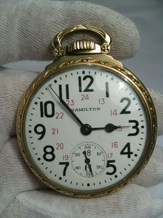 Antique Hamilton Gold Fill Pocket Watch,  21 Jewel 16s.  Grade 992b,  6 Pos.  - Runs