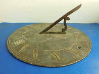 Exceptional Antique Bronze 10” Garden Sundial Dated 1700s ‘sunny Houres’
