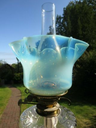 ANTIQUE VASELINE GLASS DUPLEX OIL LAMP SHADE WAS BENSON SUIT 4