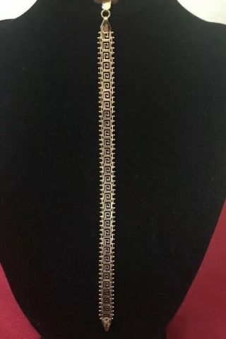 Vintage 14k Yellow Gold Geometric Scroll Swirl Design Bracelet Sixtar 7” 8g