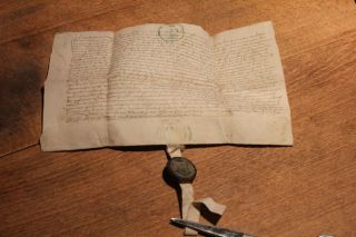 1524 Medieval Manuscript Parchment Document With One Wax Seal