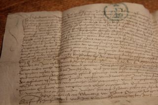 1524 medieval manuscript parchment document with one wax seal 3