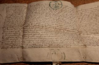 1524 medieval manuscript parchment document with one wax seal 5