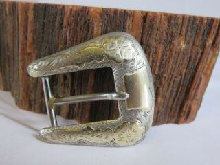 Vintage Sterling Silver 10k Gold Renalde Belt Buckle