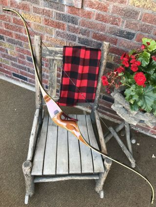 Vintage Bear Archery Kodiak Hunter Recurve Bow,  45lb.  Black Overlays.  Sock
