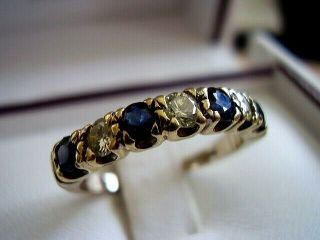 Fantastic Vintage 18ct Gold Diamond & Sapphire Half Eternity Style Ring