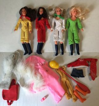 Vintage Hasbro Charlie’s Angels Doll Set 4 Kelly Kris Sabrina Jill W Clothes