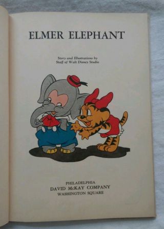 Vintage antique 1930 ' s Disney Elmer.  elephant book 5