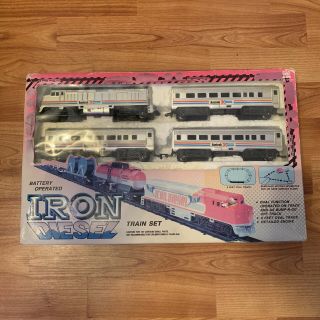 Vintage Train Amtrak 1988 Iron Diesel Amtrak Train Set Toy W Box