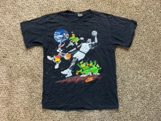 Vintage Nike Michael Jordan Looney Tunes T - Shirt Space Jam Rare 1993 Size L