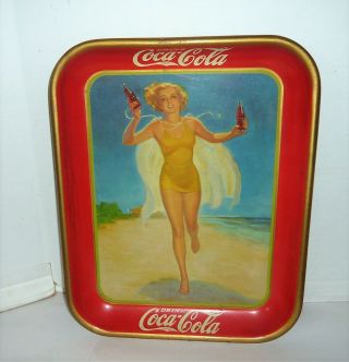 Vintage 1937 Coca - Cola Running Girl Serving Tray