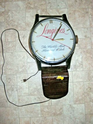 Rare Vintage Longine Watches Watch Shaped Advertising Wall Clock Electric