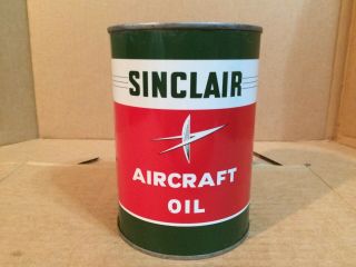 Vintage Sinclair Aircraft Oil Can Full Aviation Areo Airplane Mobil Conoco Tydol