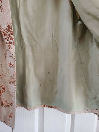 Vintage 50s 60s Cheongsam Wiggle Tan silk Floral brocade Oriental Dress & Jacket 6