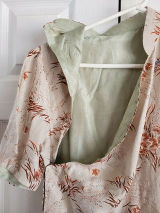 Vintage 50s 60s Cheongsam Wiggle Tan silk Floral brocade Oriental Dress & Jacket 8