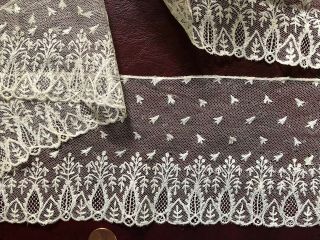 Brussels Bobbin Lace Edging,  C.  1800 Droschel Ground Costume Collect