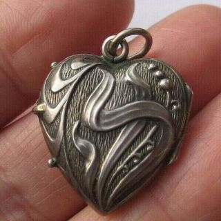 Antique Art Nouveau German 800 Silver Heart Photo Locket or charm 2
